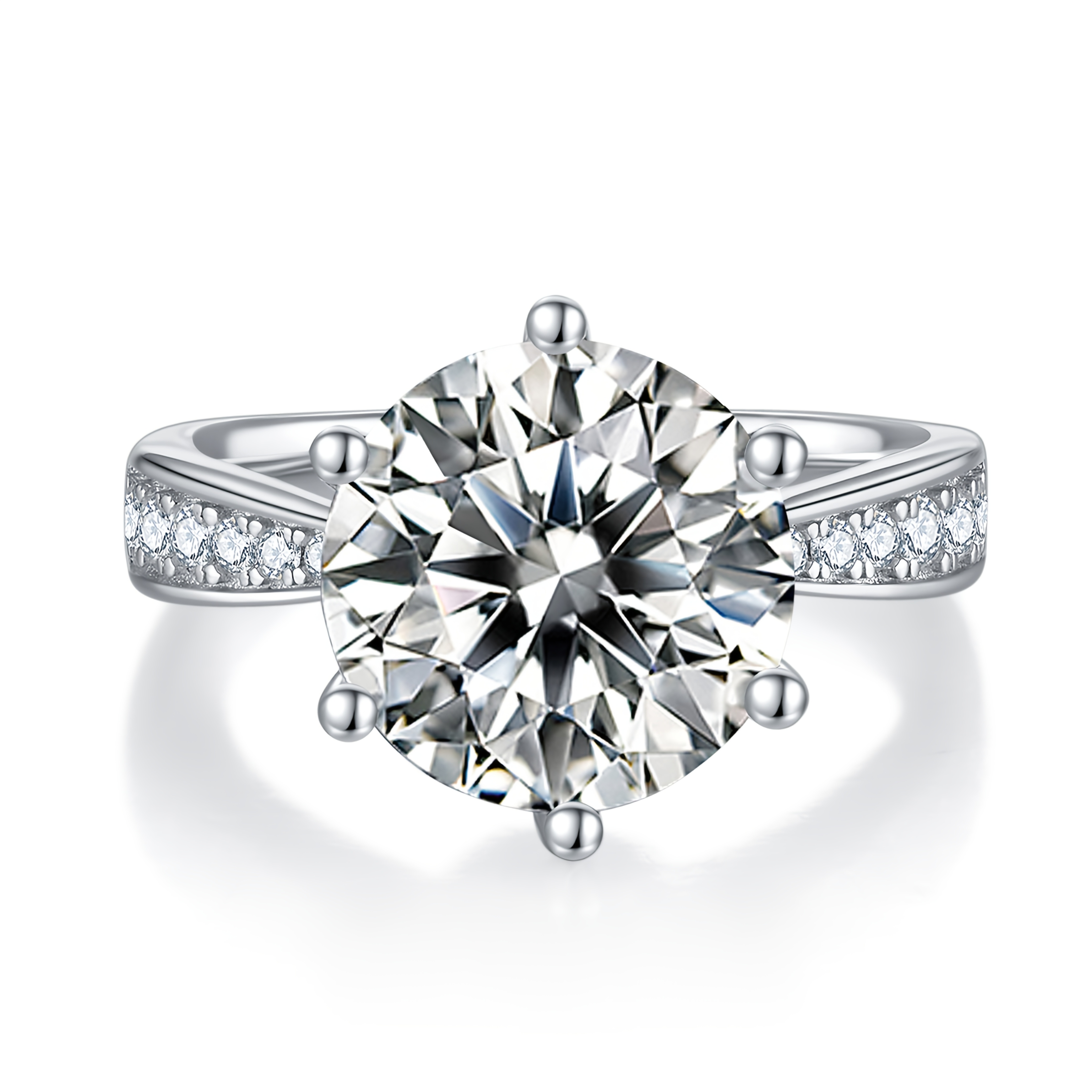 Men's 5-Carat Moissanite Ring, Classic Luxury Prong Setting